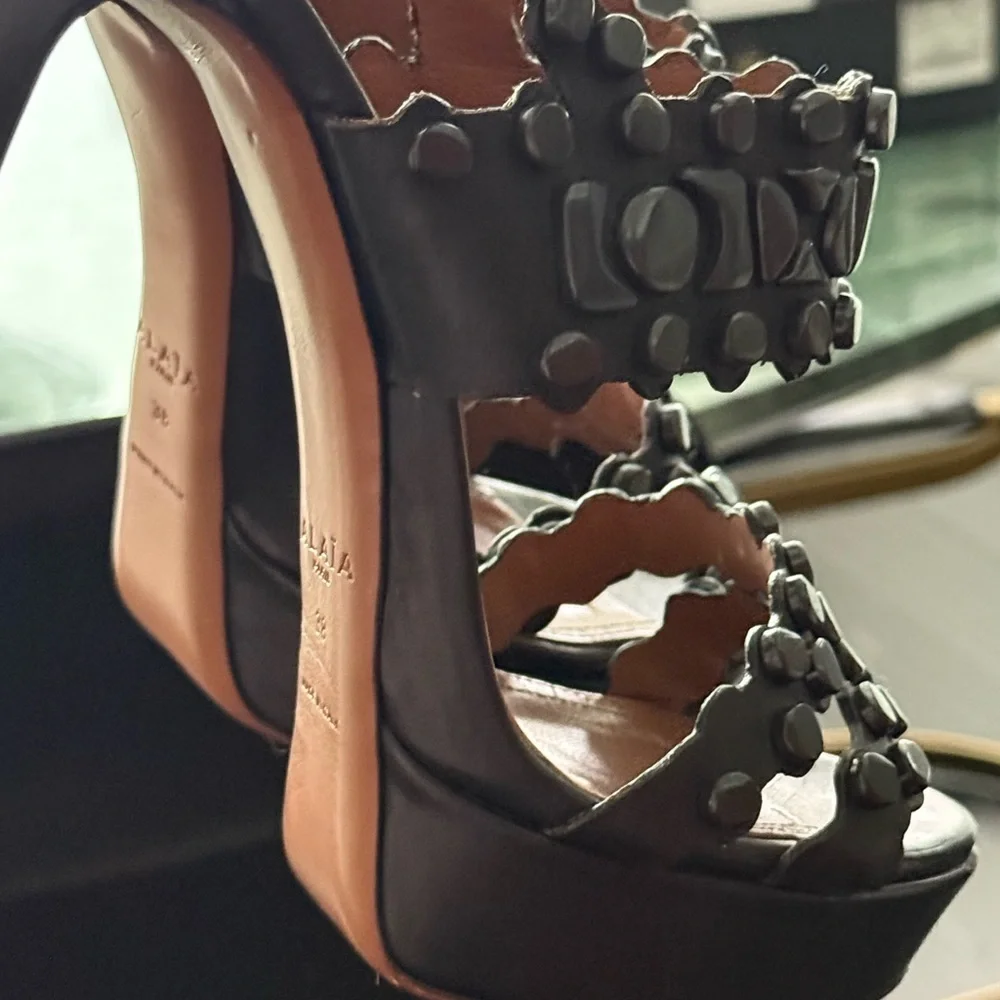 Alaia Khaite Studded Leather Sandals